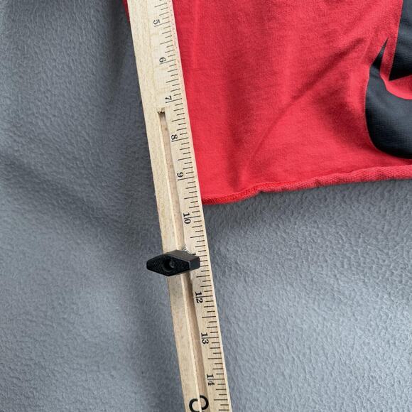 Nike Shorts Mens Small Red Fleece Raw Hem Drawstring Big Swoosh Logo Athletic - Picture 7 of 8